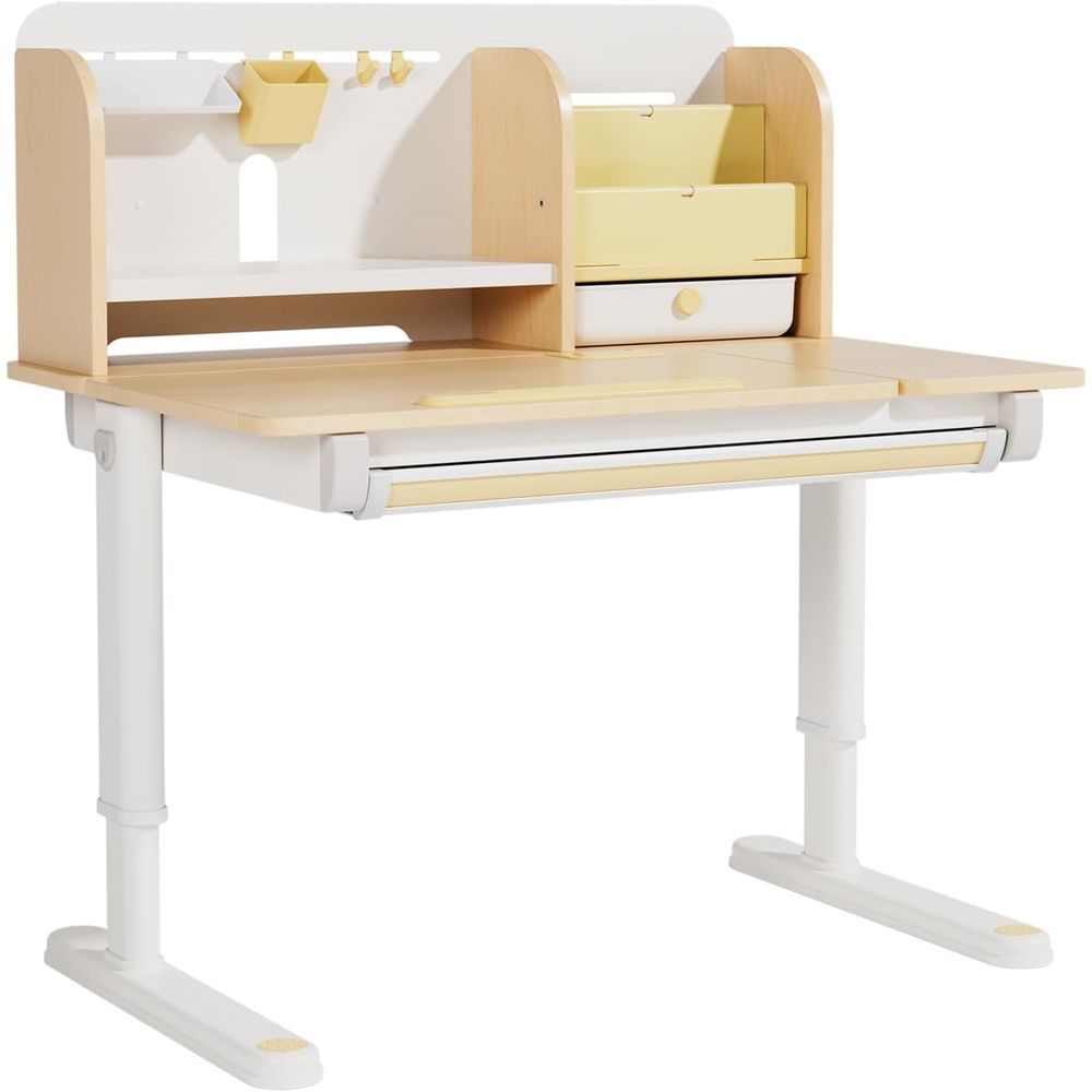 Wrist Rest Wood - Adjustable Wooden Kids Desk with Bookshelf