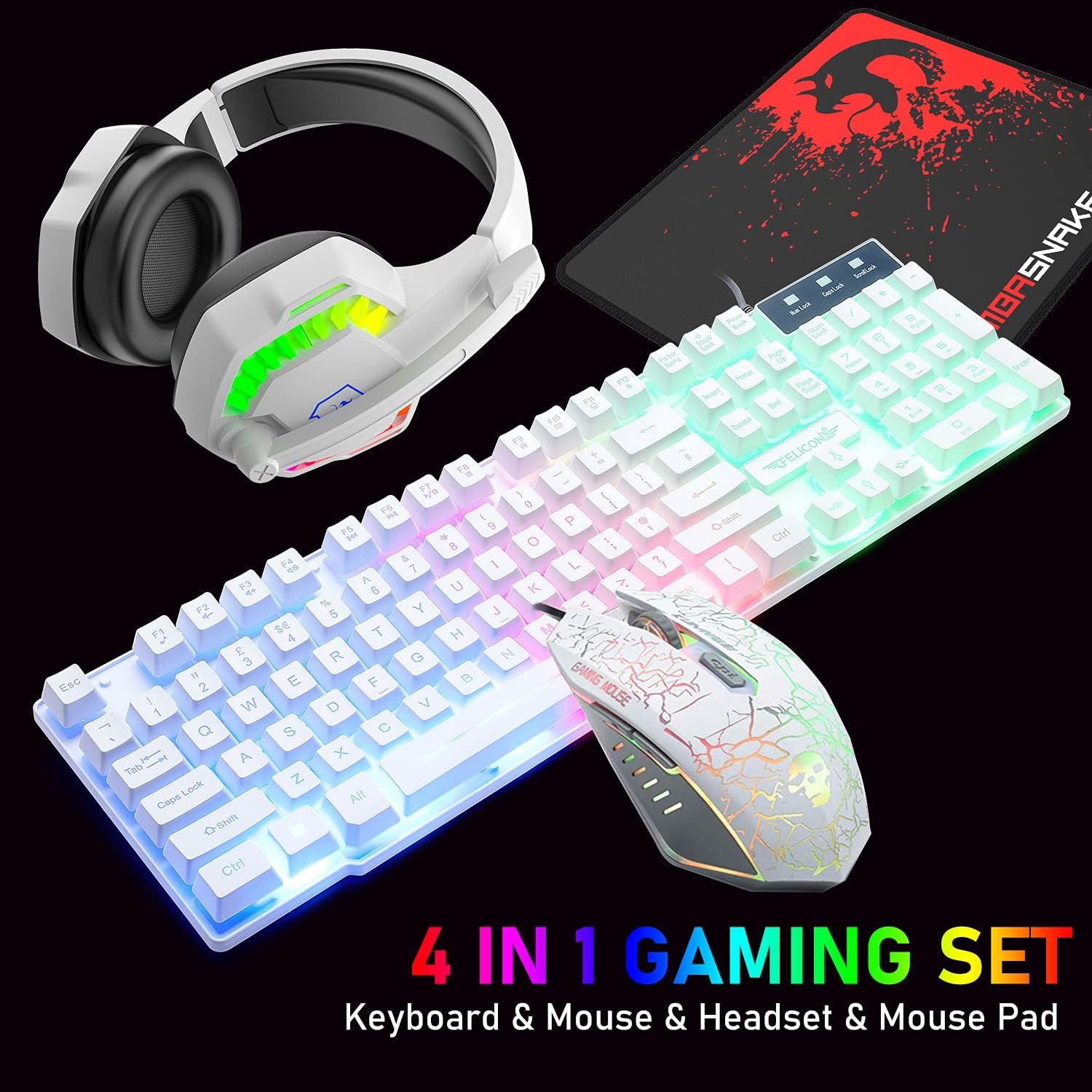 Gaming Keyboard Mouse Wireless - MAMBASNAKE T11 UK 100% Gaming Keyboard&Mouse&Headset&Mouse
