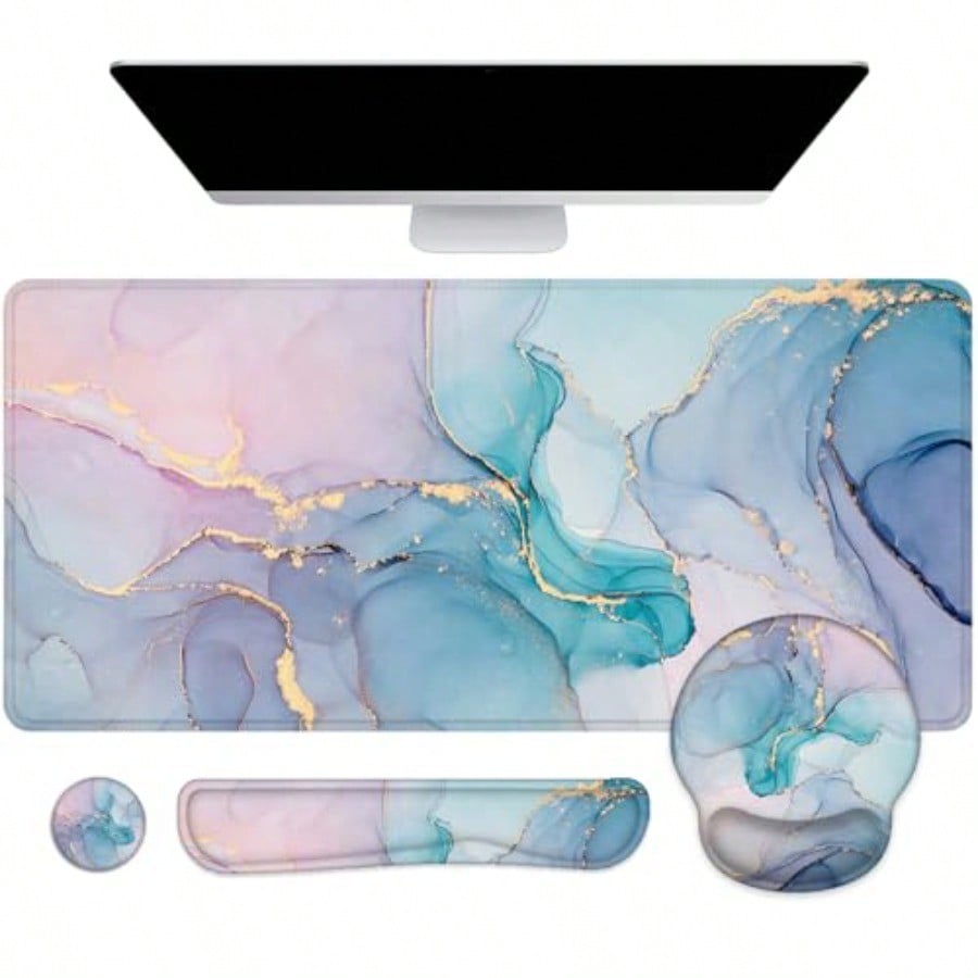 Gaming Keyboard And Mouse Set - Mouse Pad with Wrist Rest Large