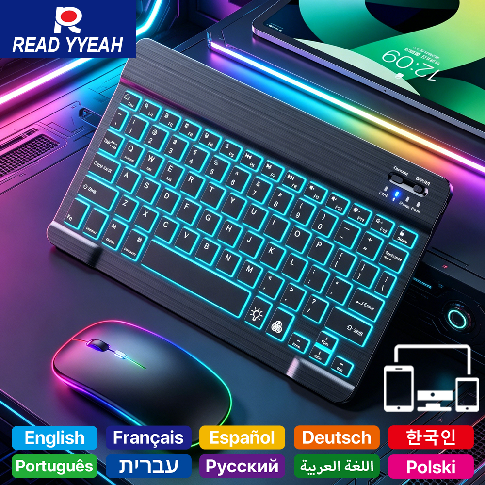 Gaming Keyboard Mouse Wireless - READ YYEAH RGB Backlit Bluetooth Keyboard