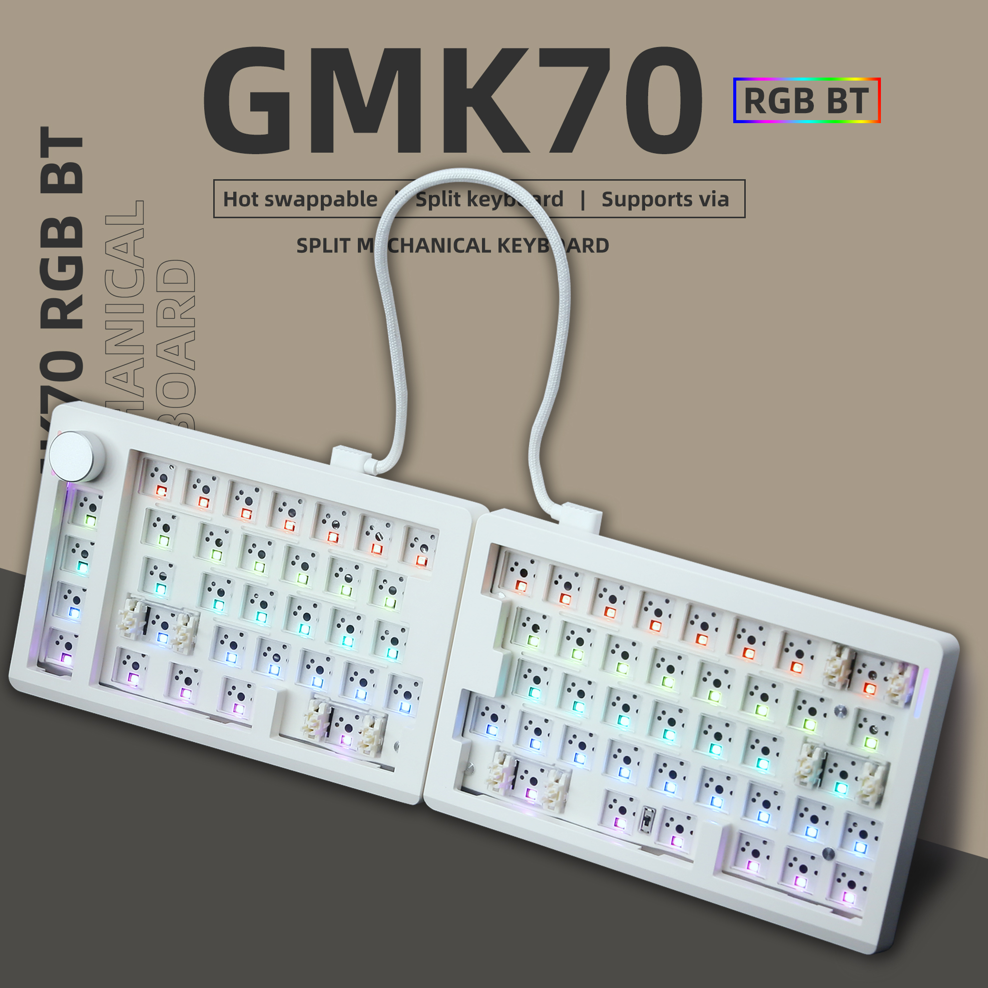 Gaming Keyboard Hot Swappable - ZUOYA GMK70 VIA/Qmk separate Gaming Mechanical