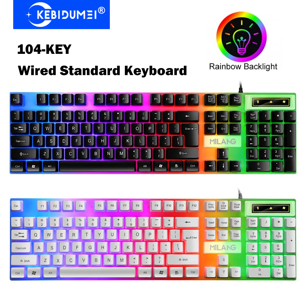 Gaming Keyboard Half - KEBIDUMEI USB Wired Keyboard RGB Backlit