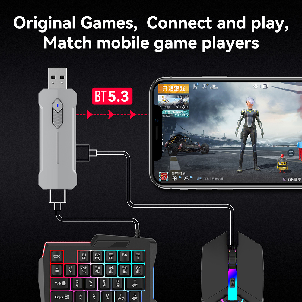 5 in 1 Mobile Game Converter K - مراجعة Gaming Keyboard And Mouse Set وسعره