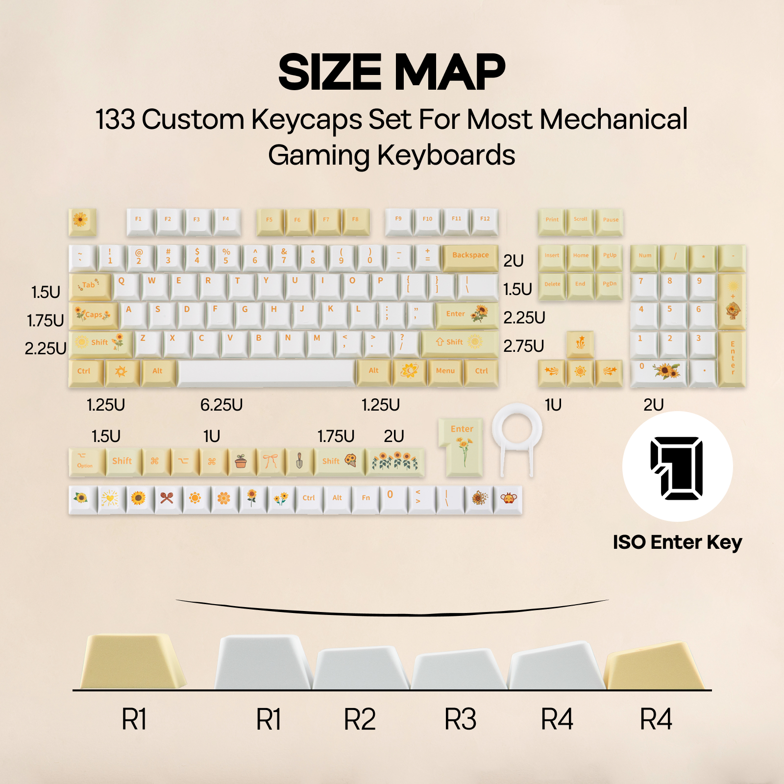 EPOMAKER Sunflower Keycaps Set - مراجعة Gaming Keyboard Mechanical Wireless وسعره