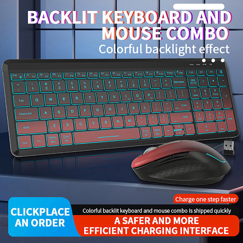RGB Backlit Silent Wireless Ke - مراجعة Gaming Keyboard Bundle وسعره