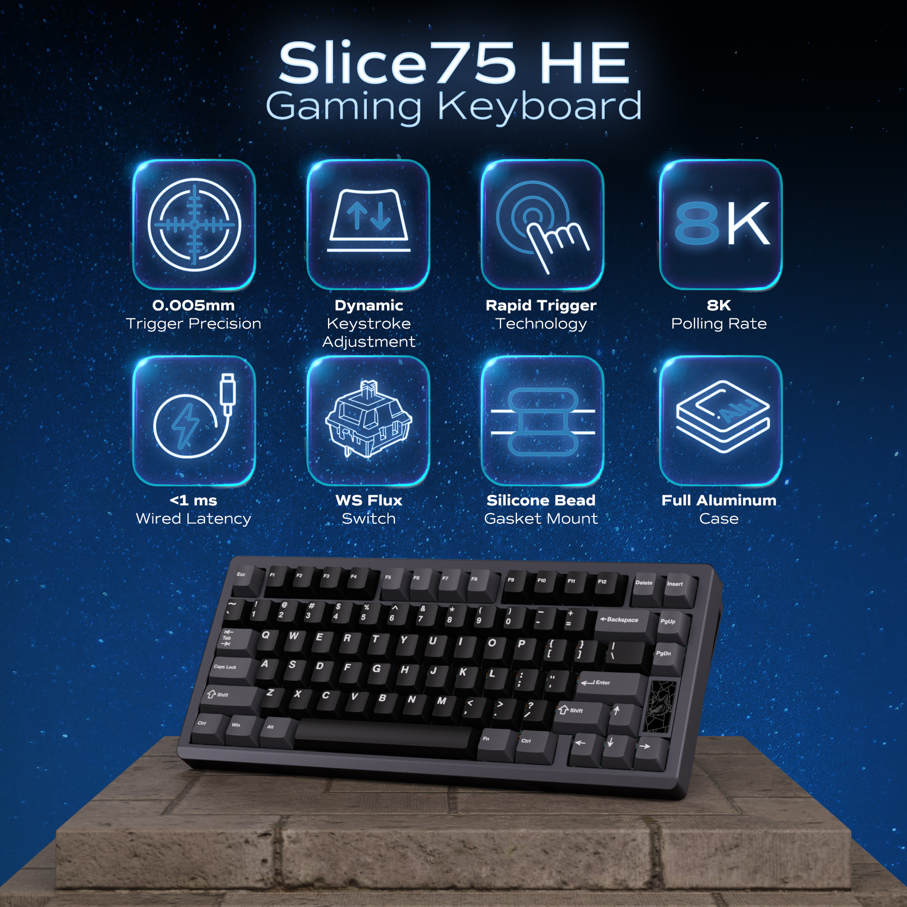 Chilkey Slice75 HE Gaming Keyb - مراجعة Gaming Keyboard Hall Effect Switches وسعره