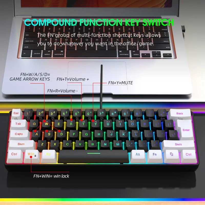 Keyboard and mouse 60% compute - مراجعة Gaming Keyboard Bundle وسعره