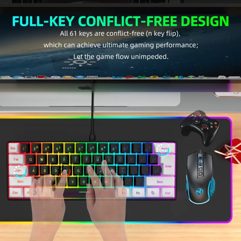 Keyboard and mouse 60% compute - مراجعة Gaming Keyboard Bundle وسعره