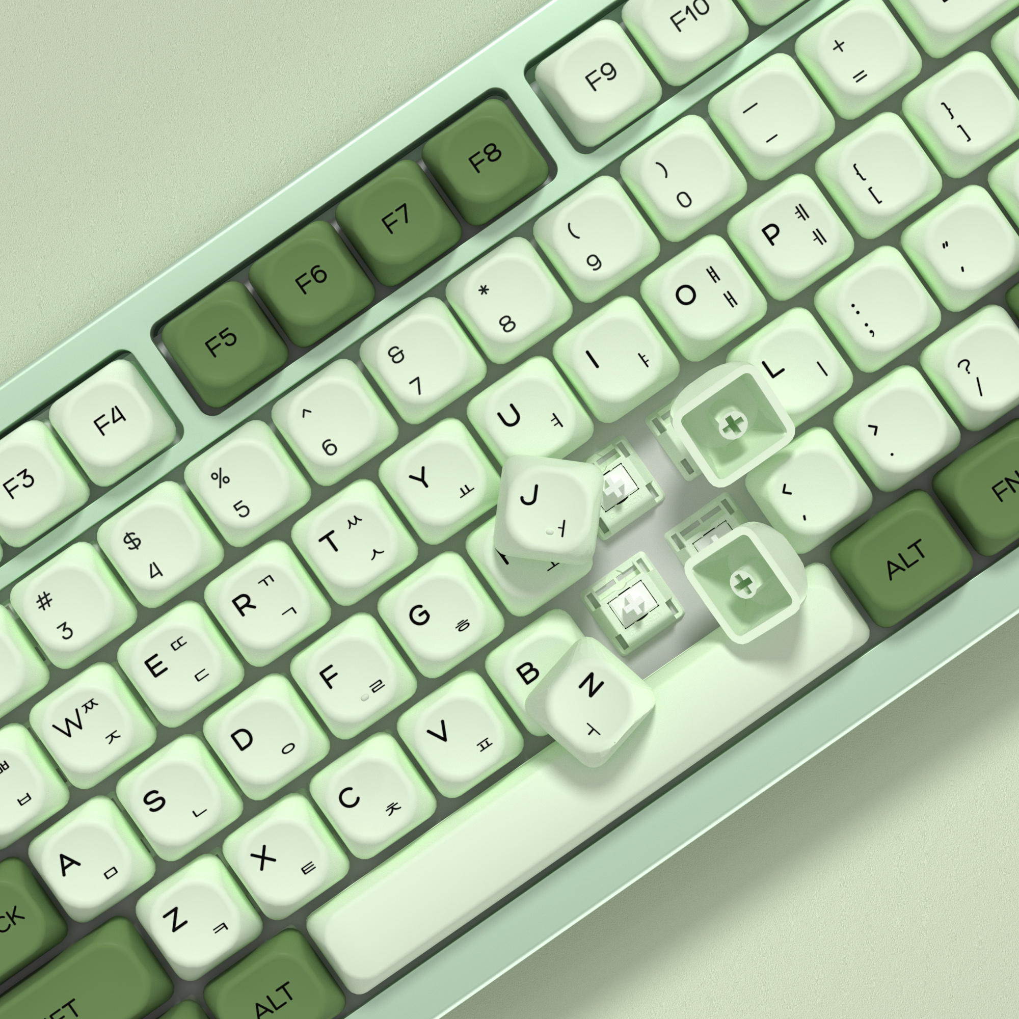 KBDiy Matcha Korean Keycap Gre - مراجعة Gaming Keyboard No Number Pad وسعره