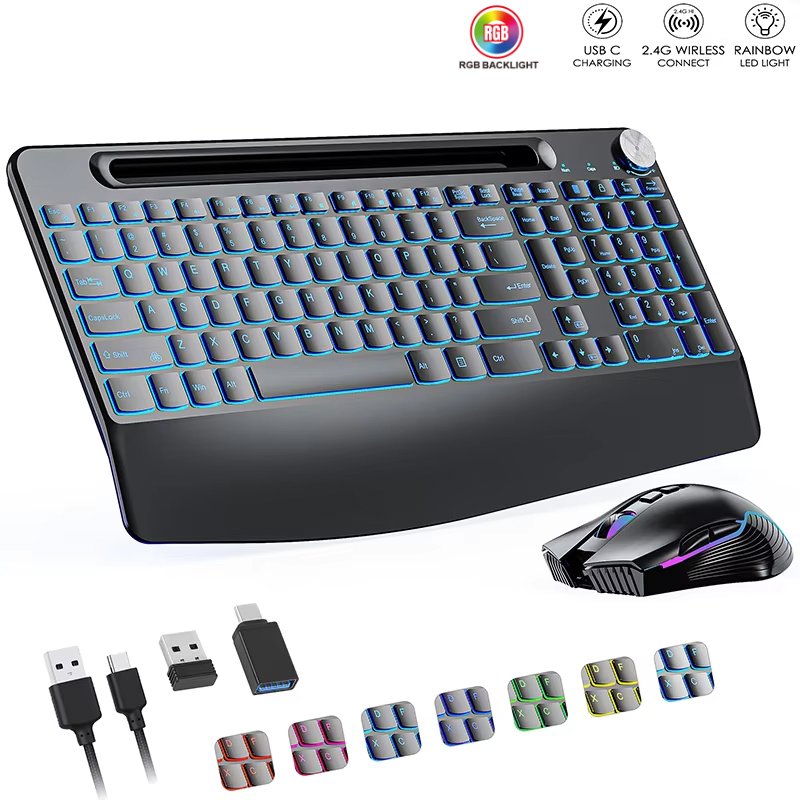 2.4G&Type-C Wireless Keyboard  - مراجعة Gaming Keyboard Bundle وسعره