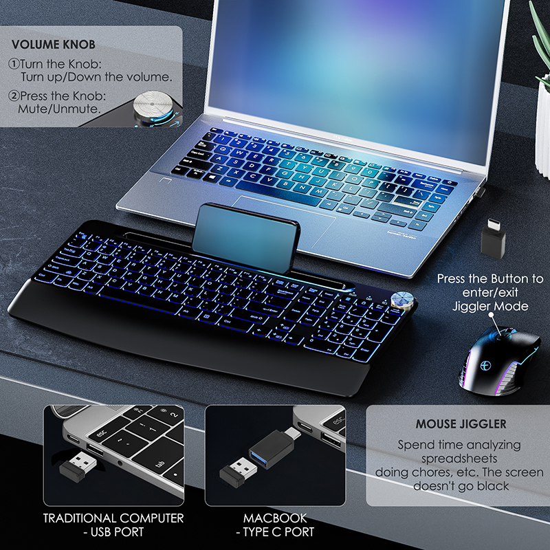 2.4G&Type-C Wireless Keyboard  - مراجعة Gaming Keyboard Bundle وسعره