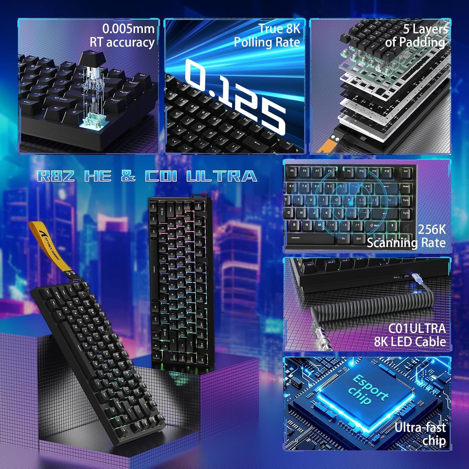 ATTACK SHARK R82HE Wired Mecha - مراجعة Gaming Keyboard Hall Effect Switches وسعره