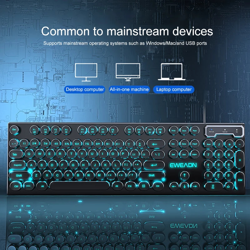 Retro Punk Mechanical Feel Key - مراجعة Gaming Keyboard Mouse Wireless وسعره