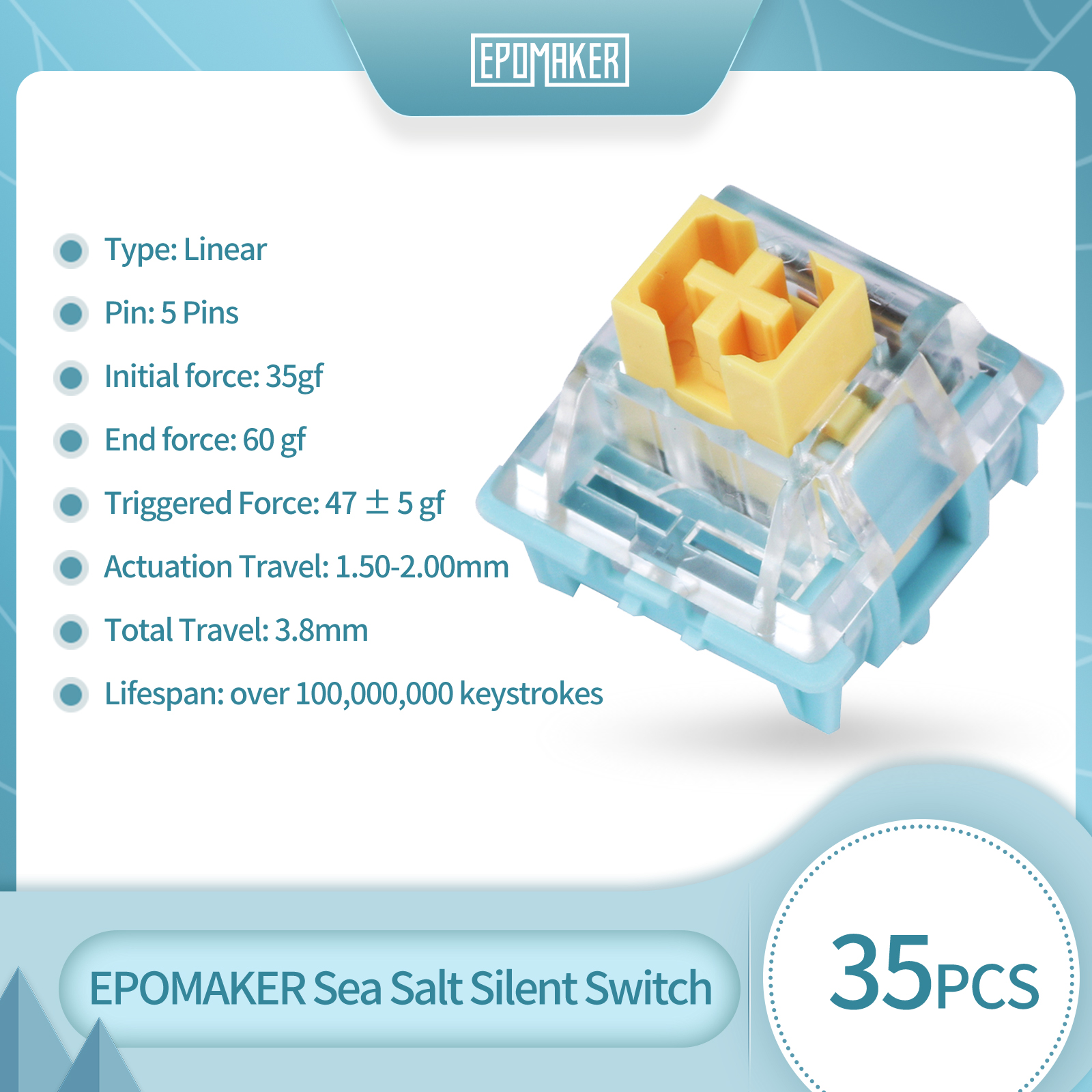 35 Pieces EPOMAKER Sea Salt Si - مراجعة Mechanical Switch Tester وسعره
