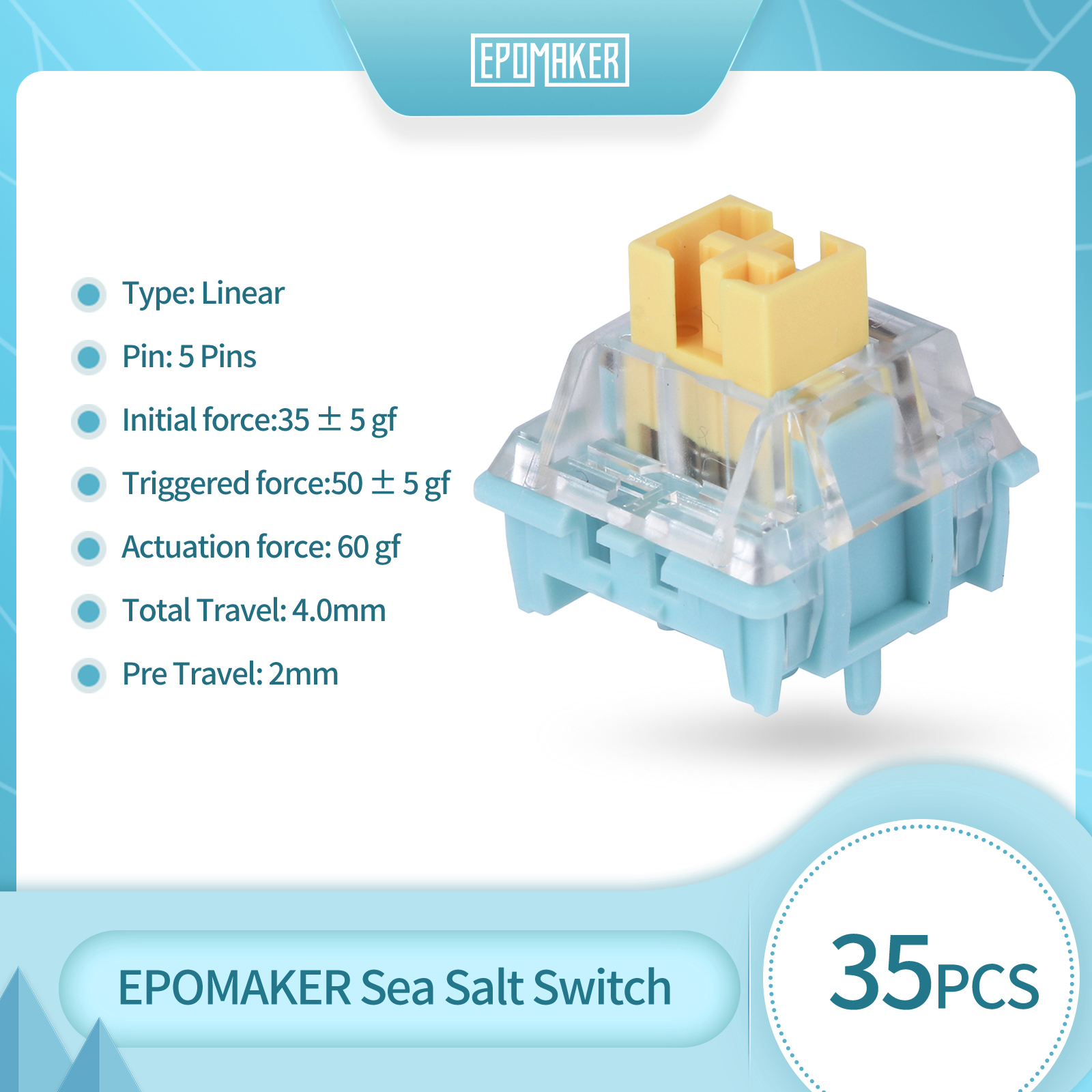 35 Pieces EPOMAKER Sea Salt Si - مراجعة Mechanical Switch Tester وسعره