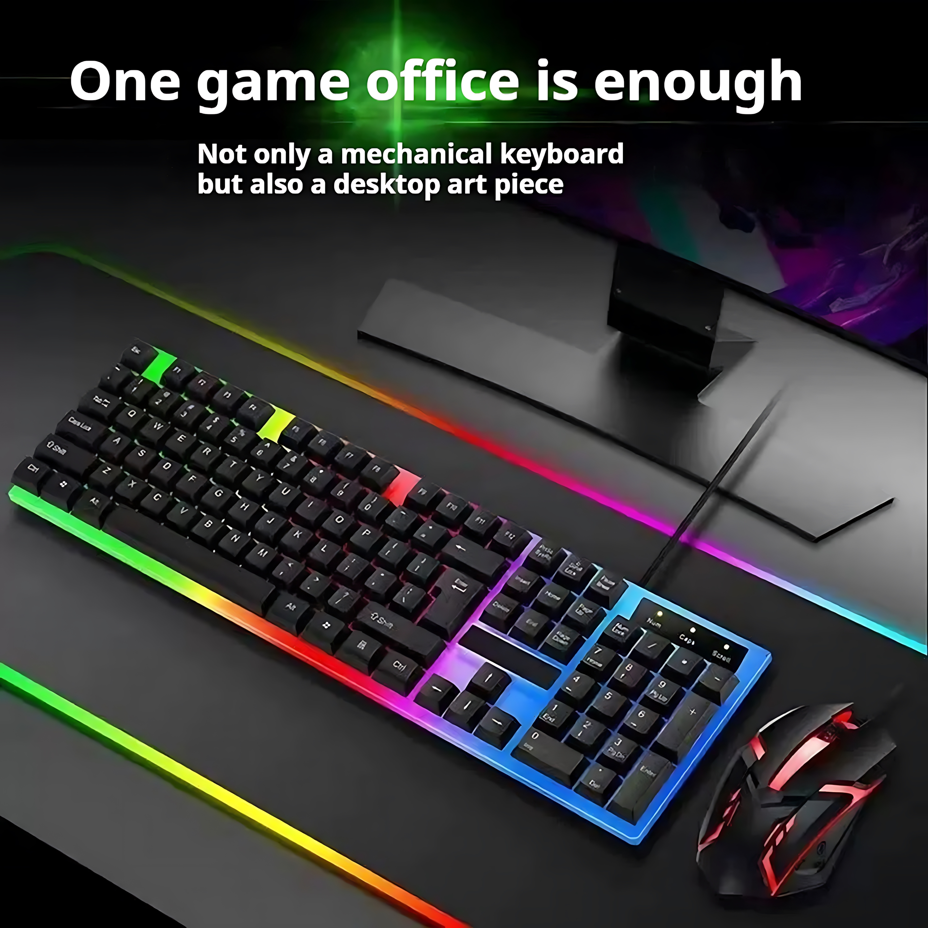 Rainbow Backlit Wired Keyboard - مراجعة Gaming Keyboard Bundle وسعره