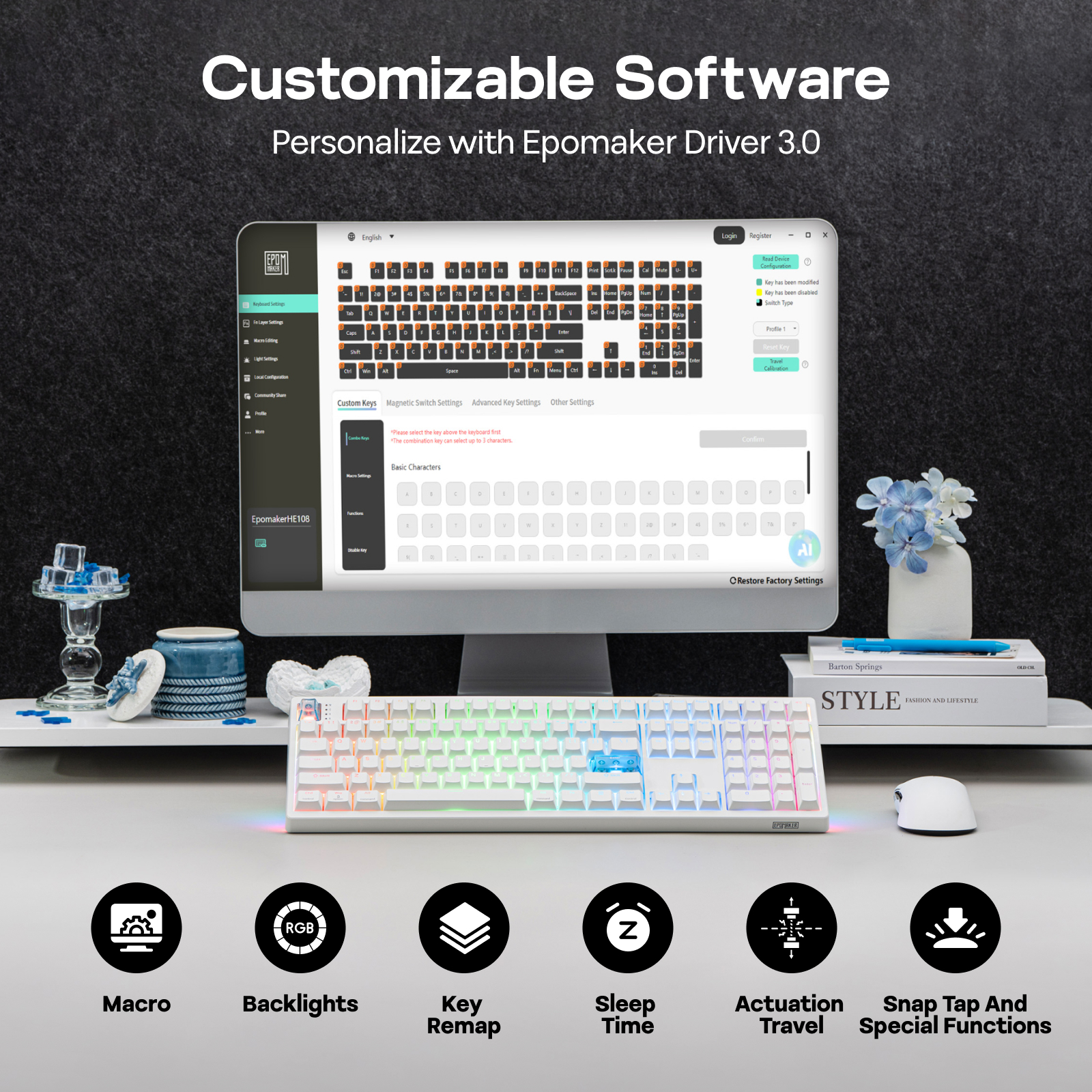 EPOMAKER HE108 Full Sized ANSI - مراجعة Gaming Keyboard Half وسعره
