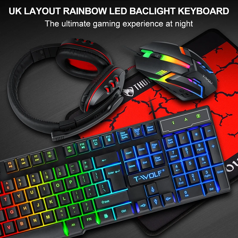 T-WOLF Game Four Piece TF800 I - مراجعة Gaming Keyboard And Mouse Set وسعره