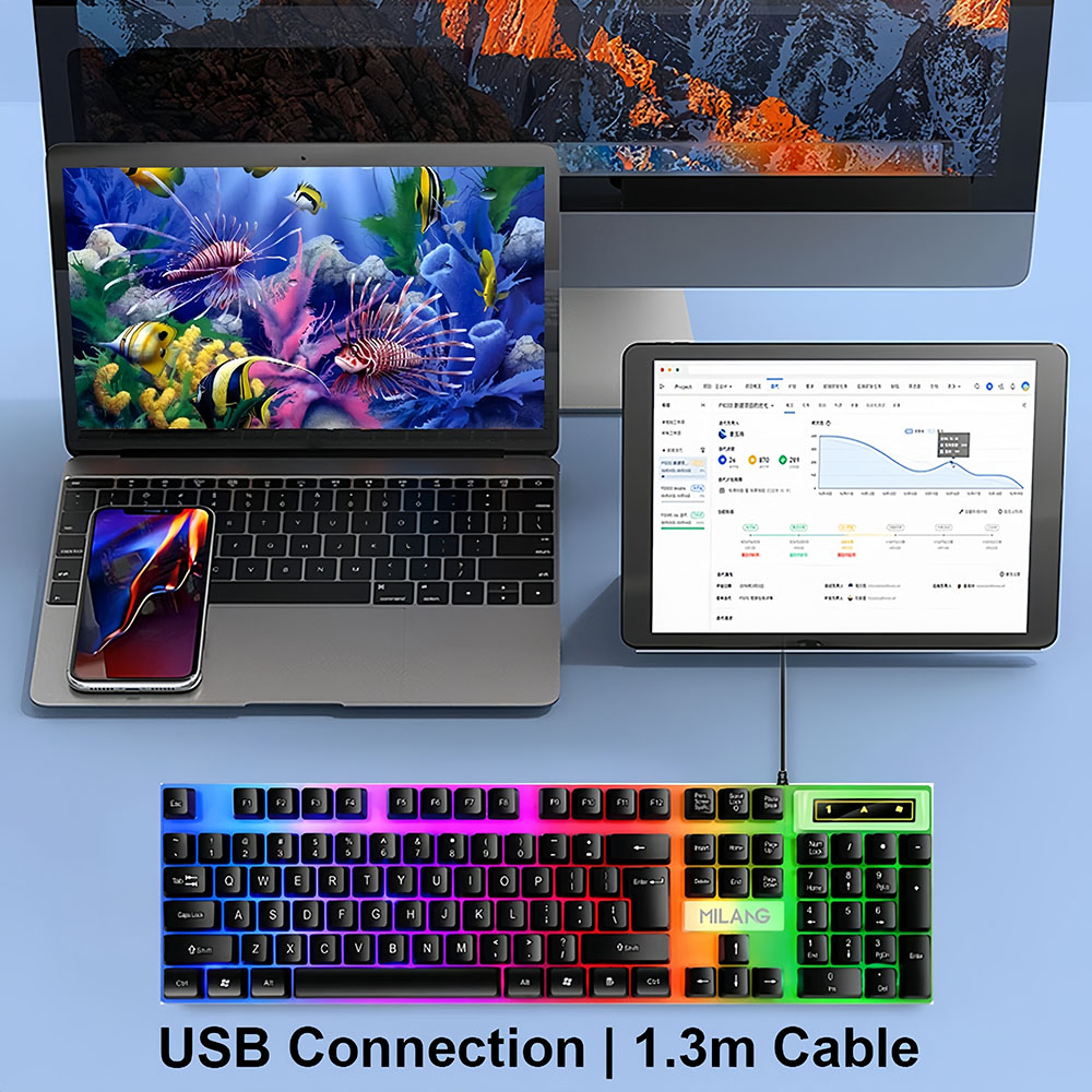 KEBIDUMEI USB Wired Keyboard R - مراجعة Gaming Keyboard Half وسعره