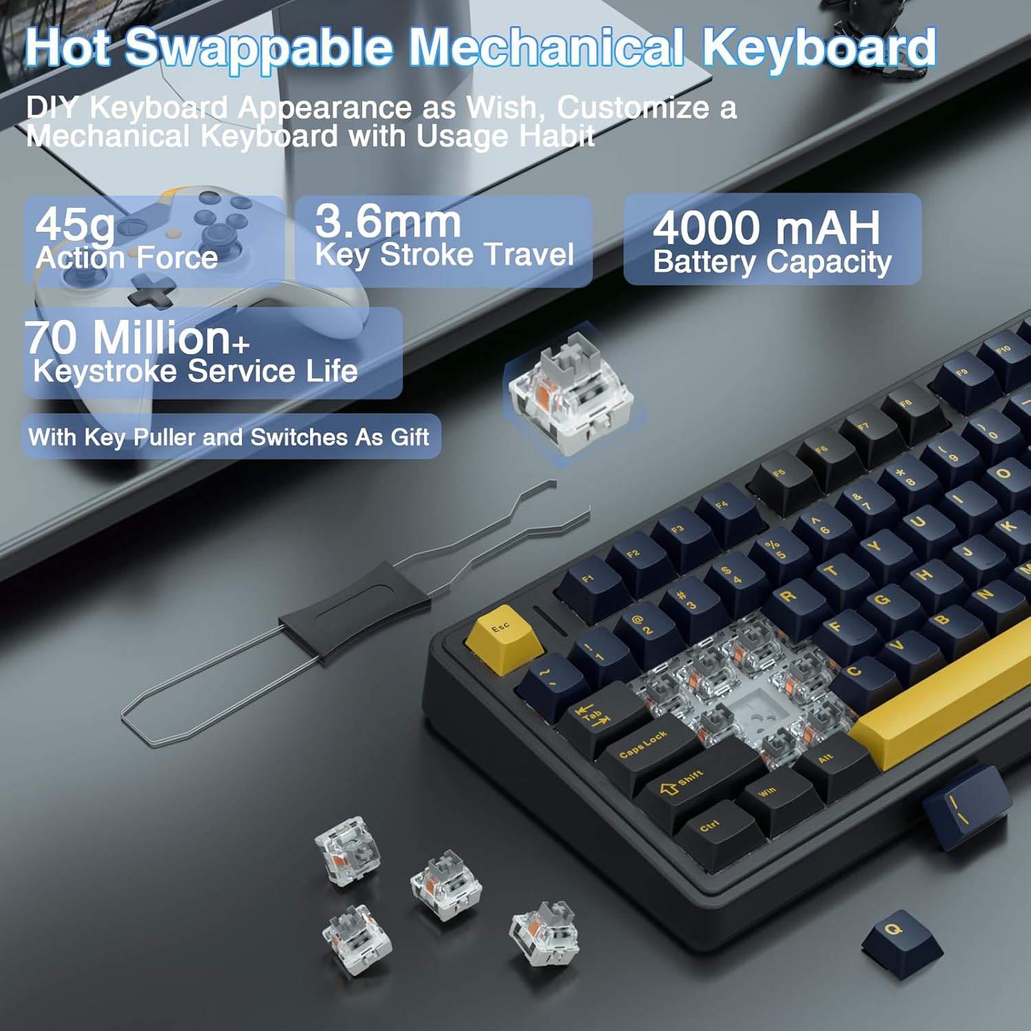 Aula F75 mechanical keyboard,  - مراجعة Gaming Keyboard No Number Pad وسعره