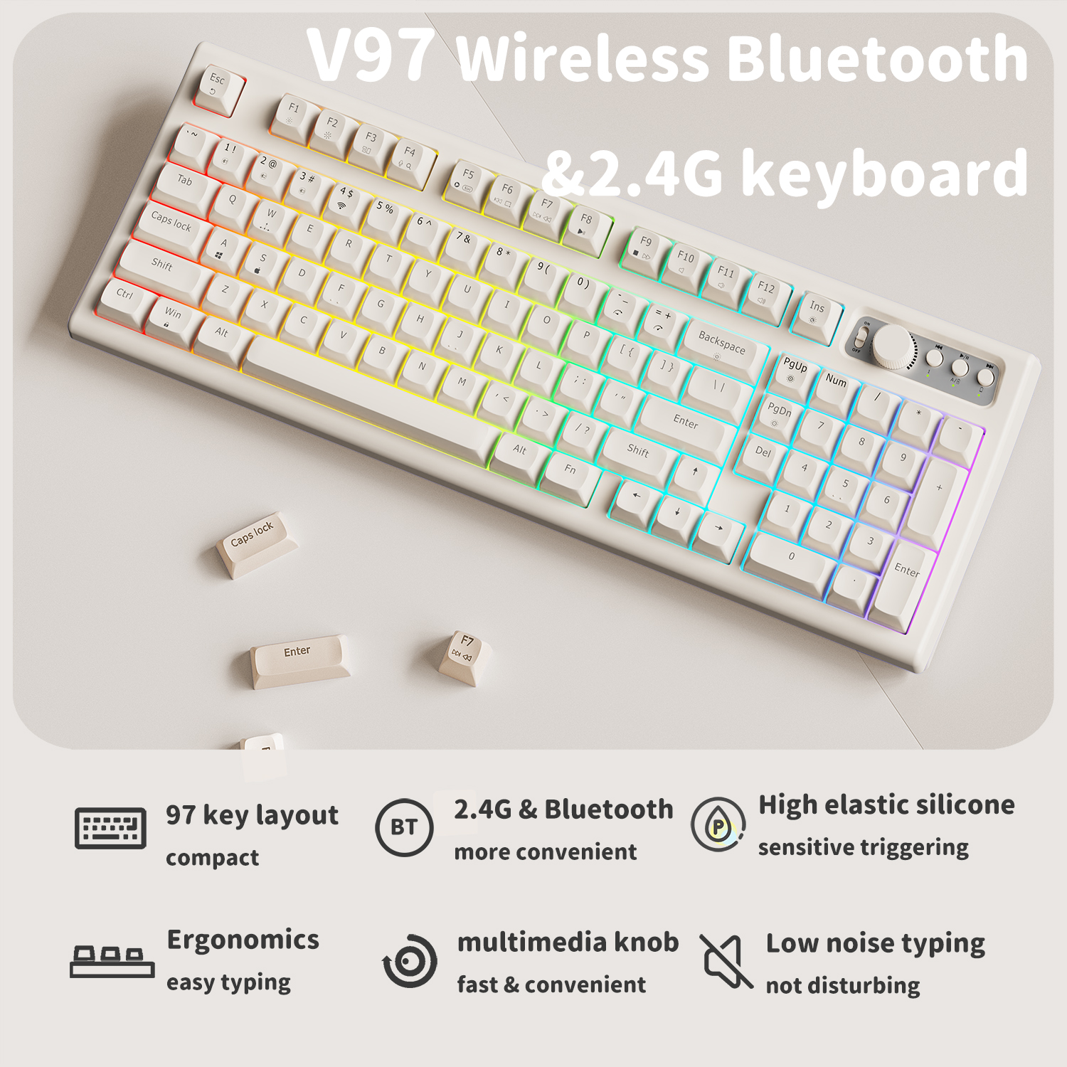 EWEADN V97 Cute Creamy Keyboar - مراجعة Gaming Keyboard That Is Quiet وسعره