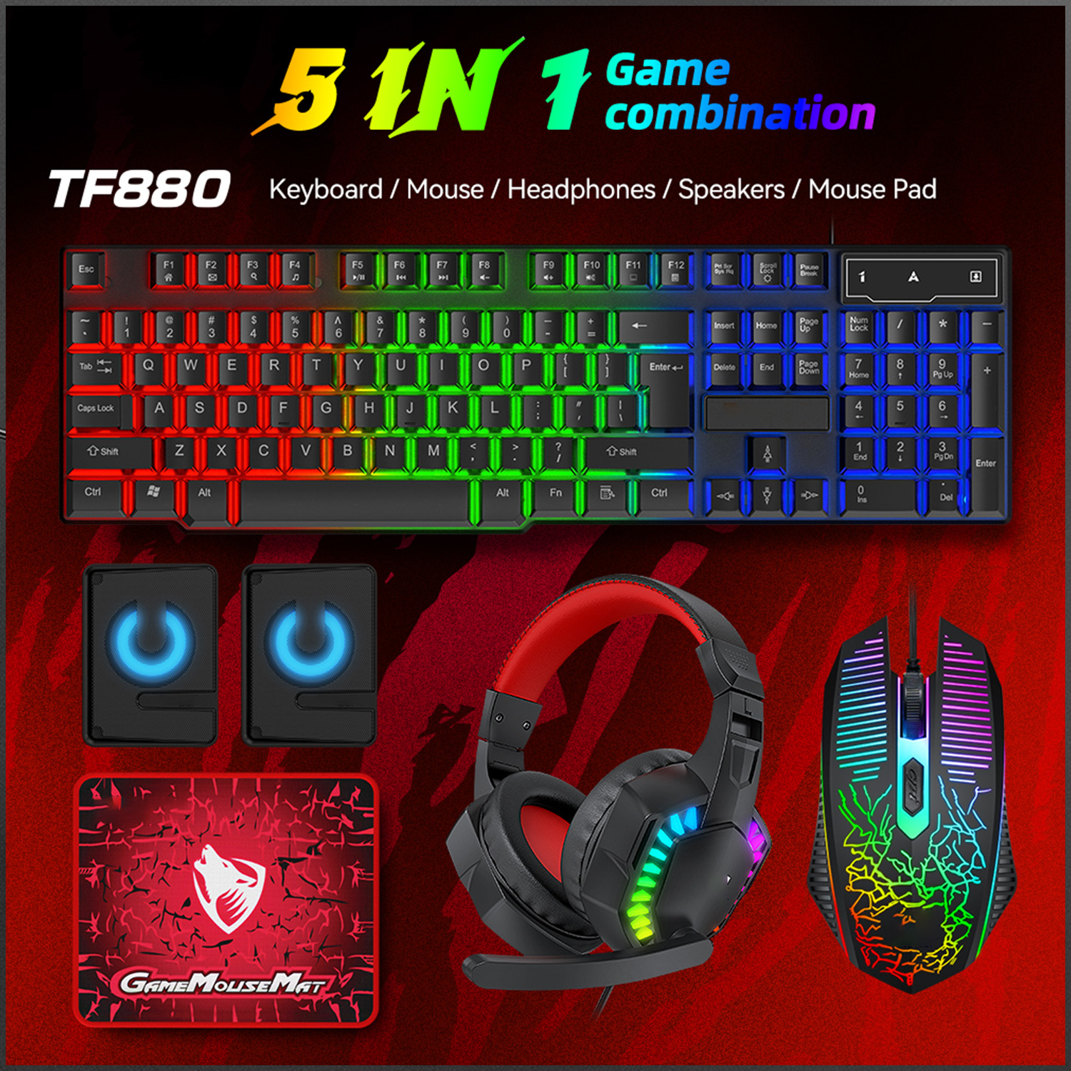 5-in-1 Set Gaming Combo Keyboa - مراجعة Gaming Keyboard Bundle وسعره