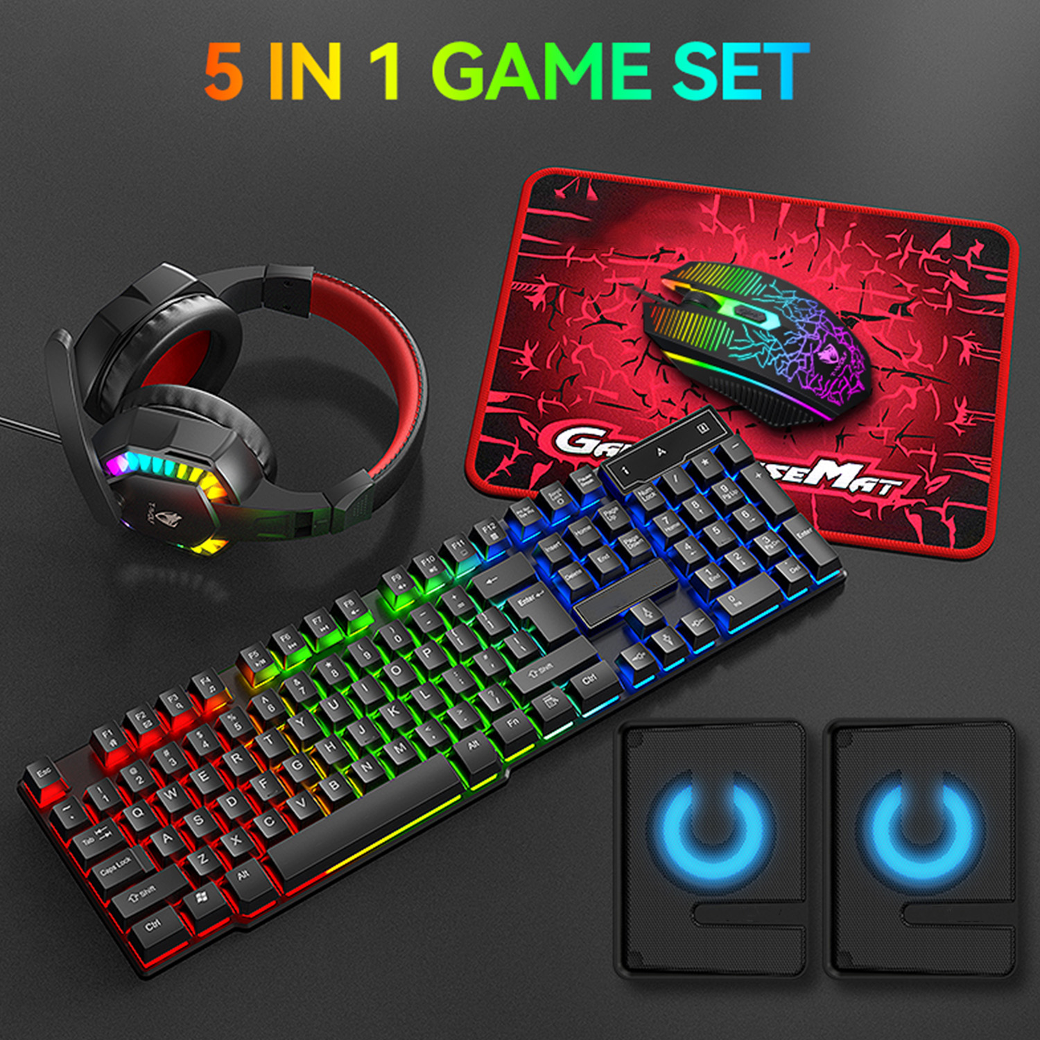 5-in-1 Set Gaming Combo Keyboa - مراجعة Gaming Keyboard Bundle وسعره