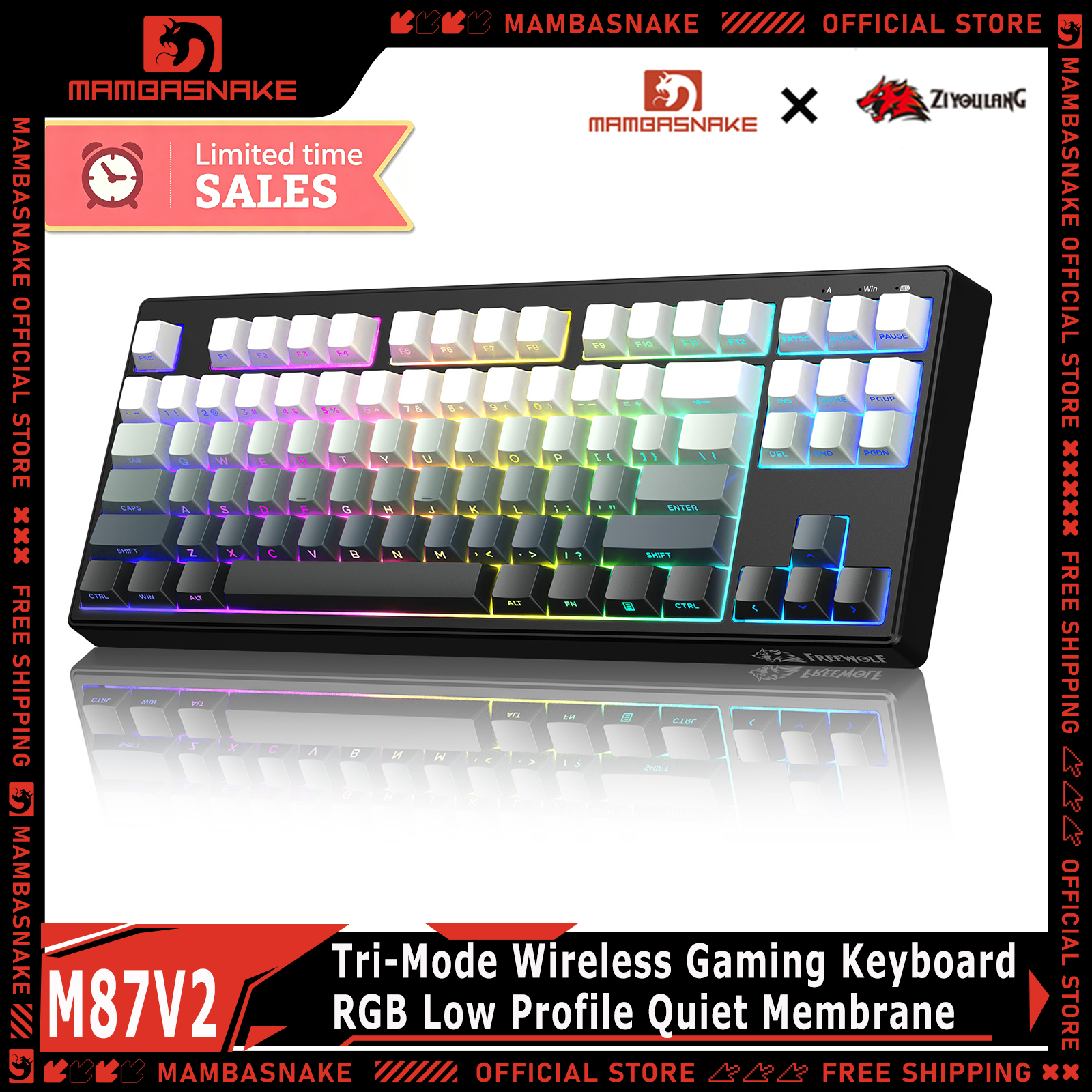 ZIYOULANG M87V2 87 Keys Tri-Mo - مراجعة Gaming Keyboard That Is Quiet وسعره