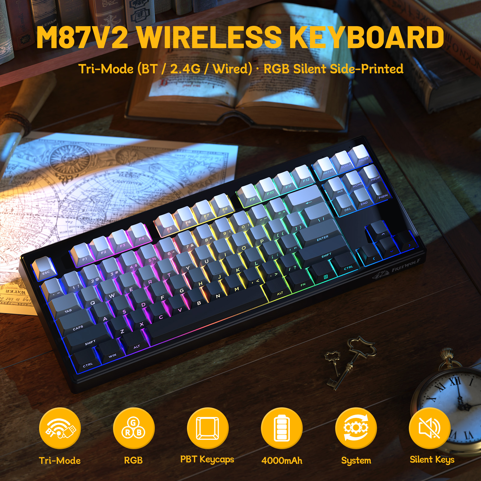 ZIYOULANG M87V2 87 Keys Tri-Mo - مراجعة Gaming Keyboard That Is Quiet وسعره