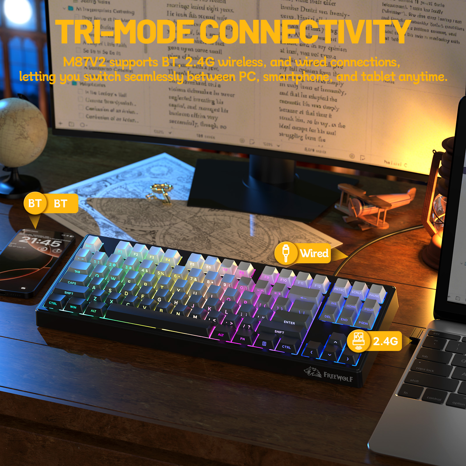 ZIYOULANG M87V2 87 Keys Tri-Mo - مراجعة Gaming Keyboard That Is Quiet وسعره