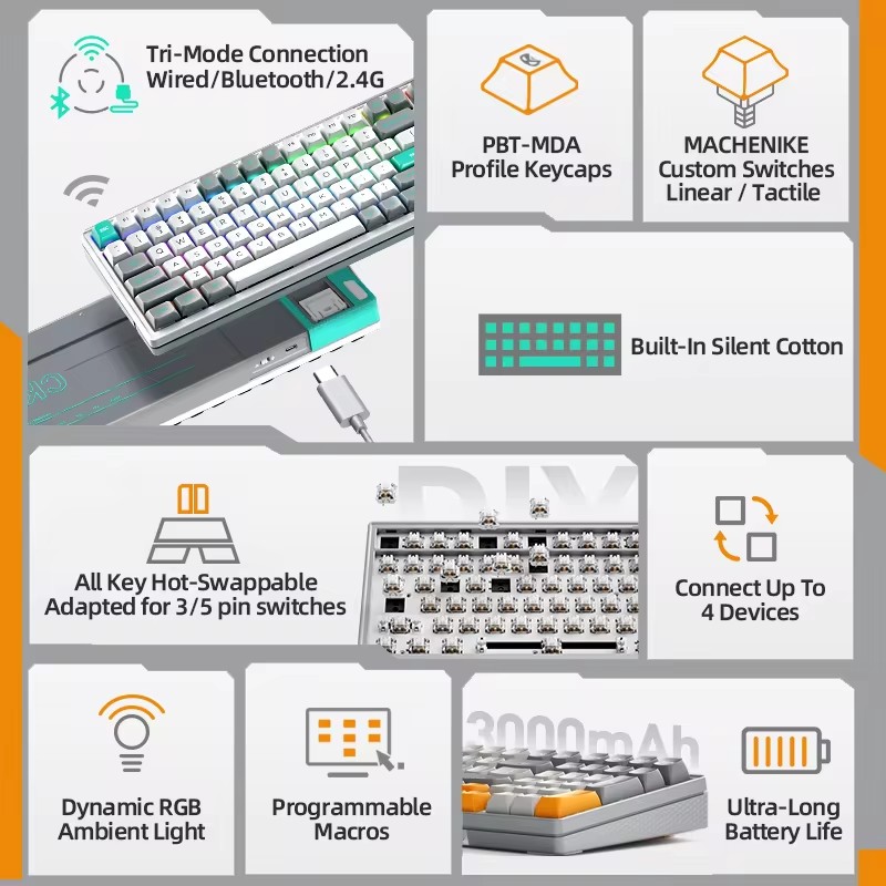 CK600 Tri-Mode Mechanical Keyb - مراجعة Gaming Keyboard Hot Swappable وسعره