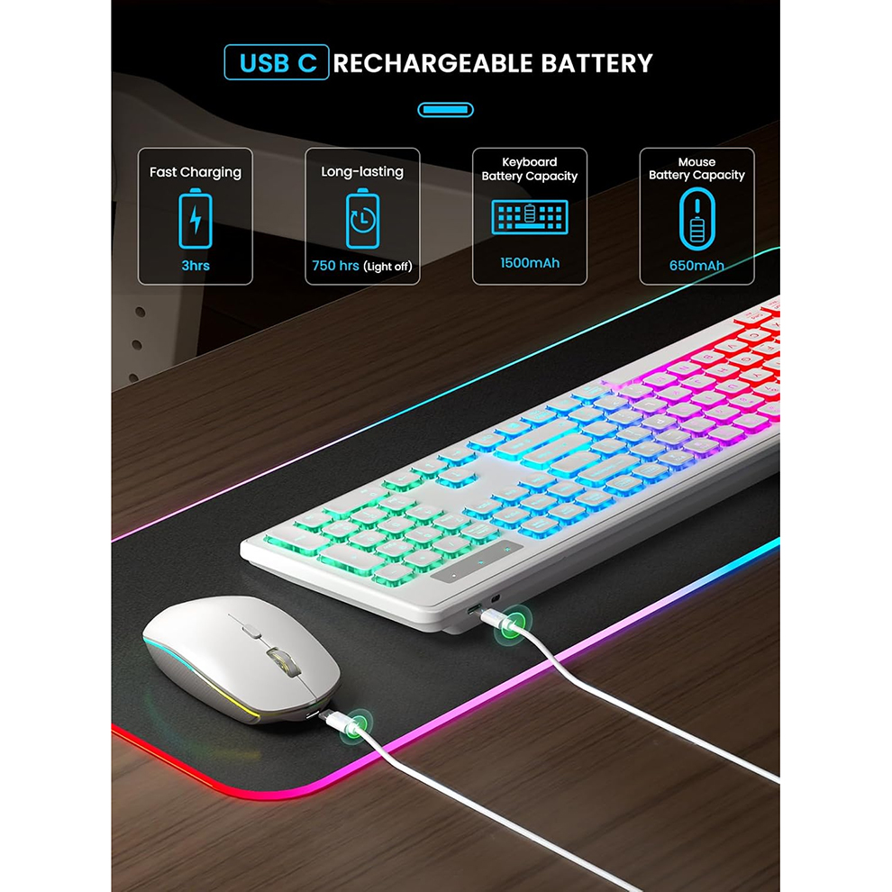 Backlit Wireless Keyboard and  - مراجعة Gaming Keyboard Mouse Wireless وسعره