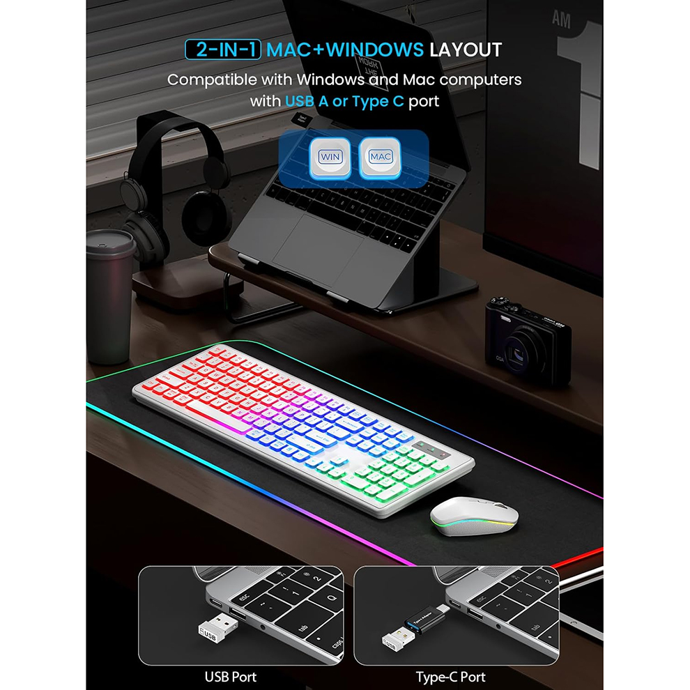 Backlit Wireless Keyboard and  - مراجعة Gaming Keyboard Mouse Wireless وسعره