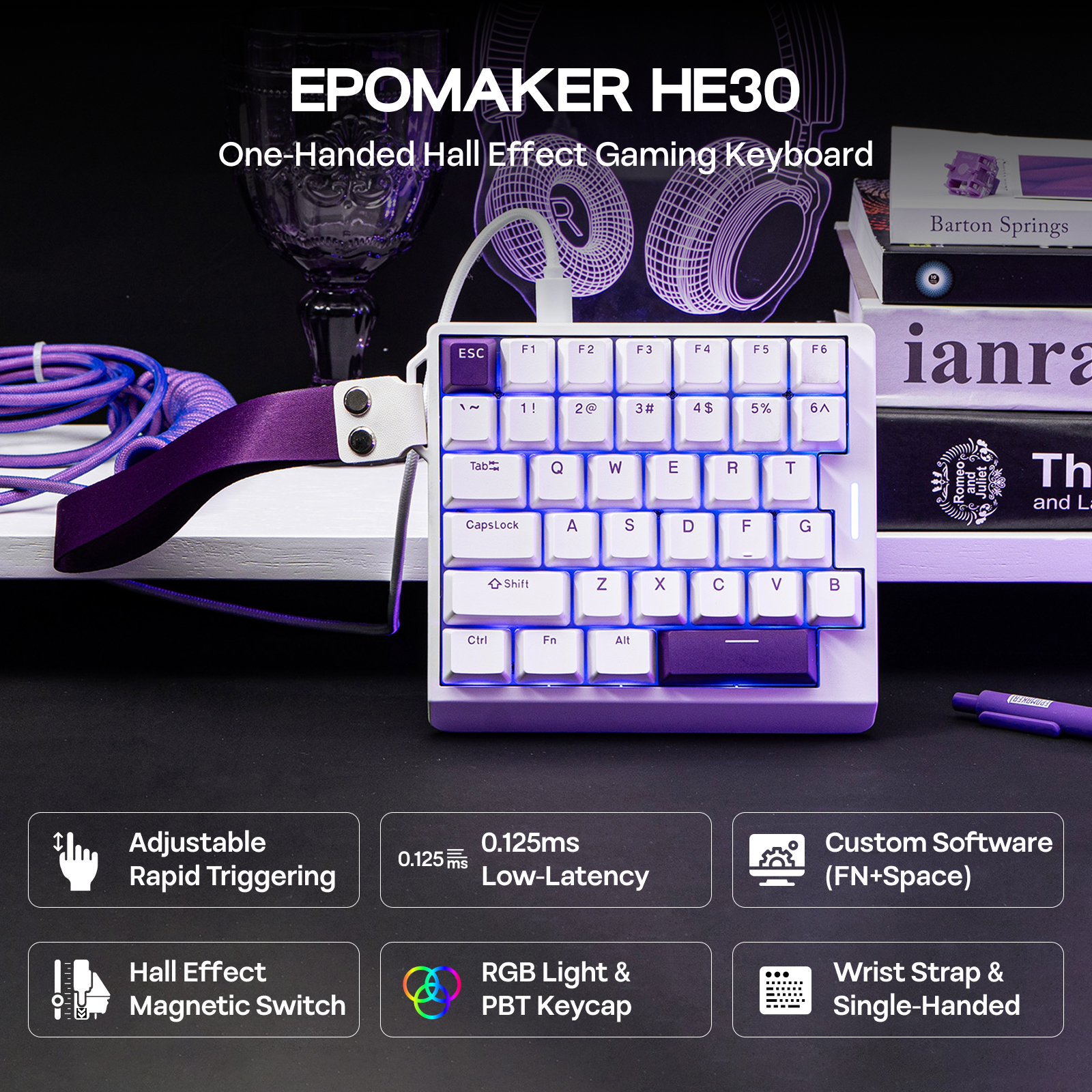  EPOMAKER HE30 One-Handed 36- - مراجعة Gaming Keyboard Half وسعره