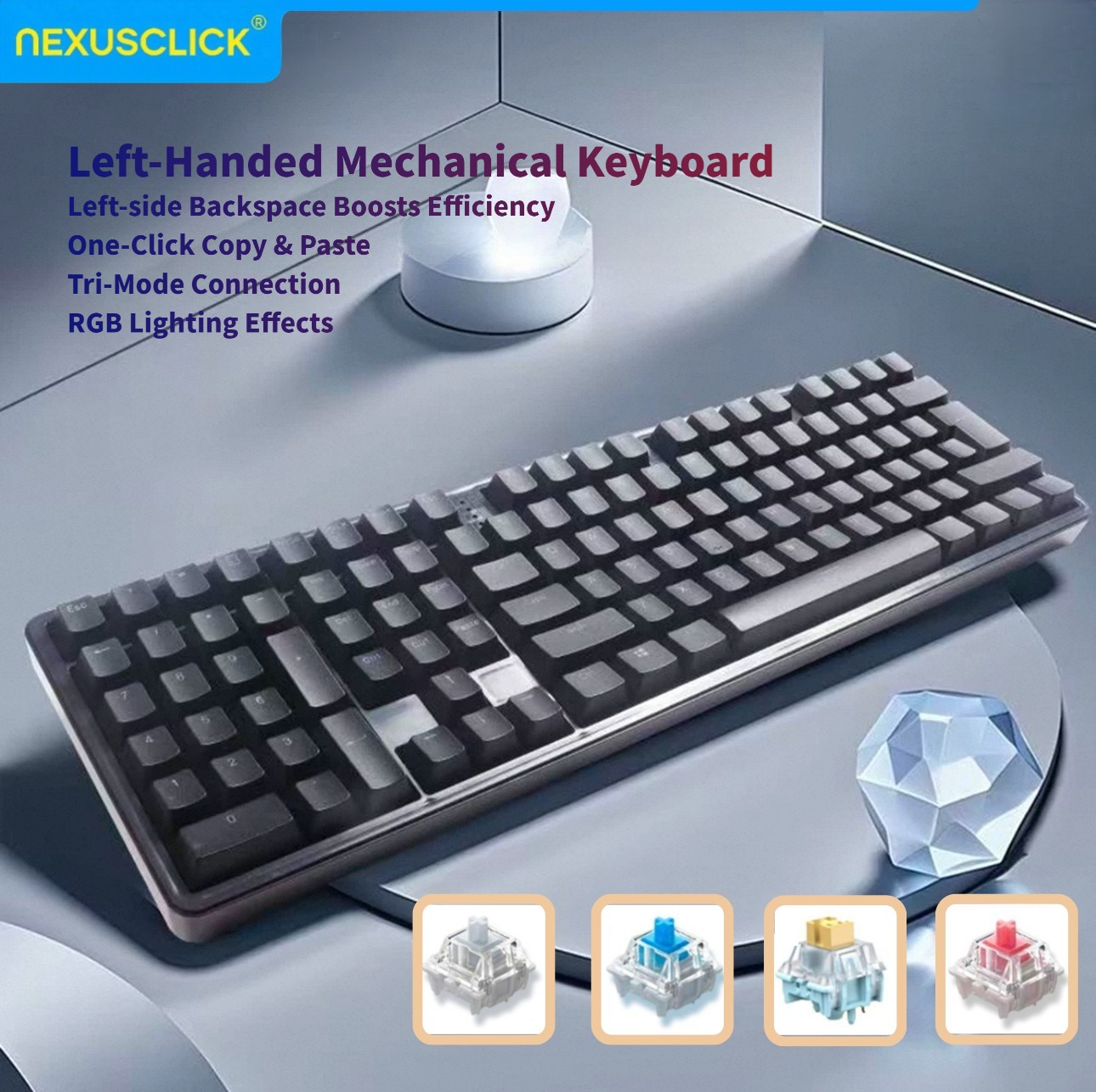 NexusClick Ergonomic Left Hand - مراجعة Gaming Keyboard No Number Pad وسعره